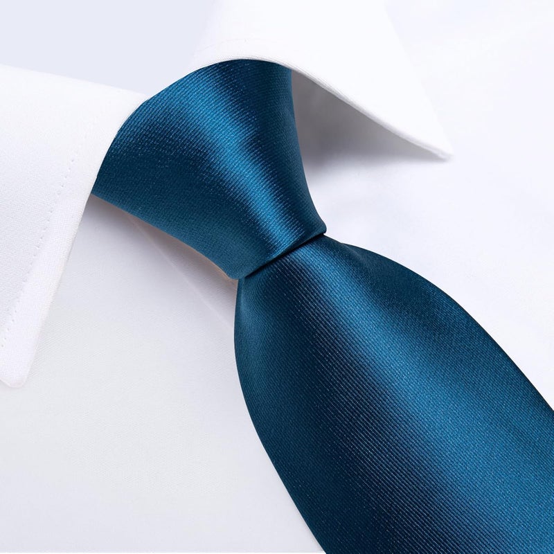 DiBanGu Mens Solid Color Tie and Pocket Square Set Woven Silk Plain Necktie & Handkerchief for Men Wedding Party Formal - Image 3